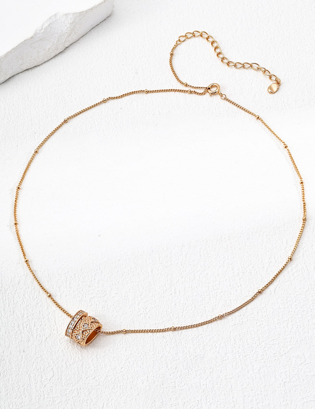 S925 Silver Retro Design Zircon Pendant Necklace