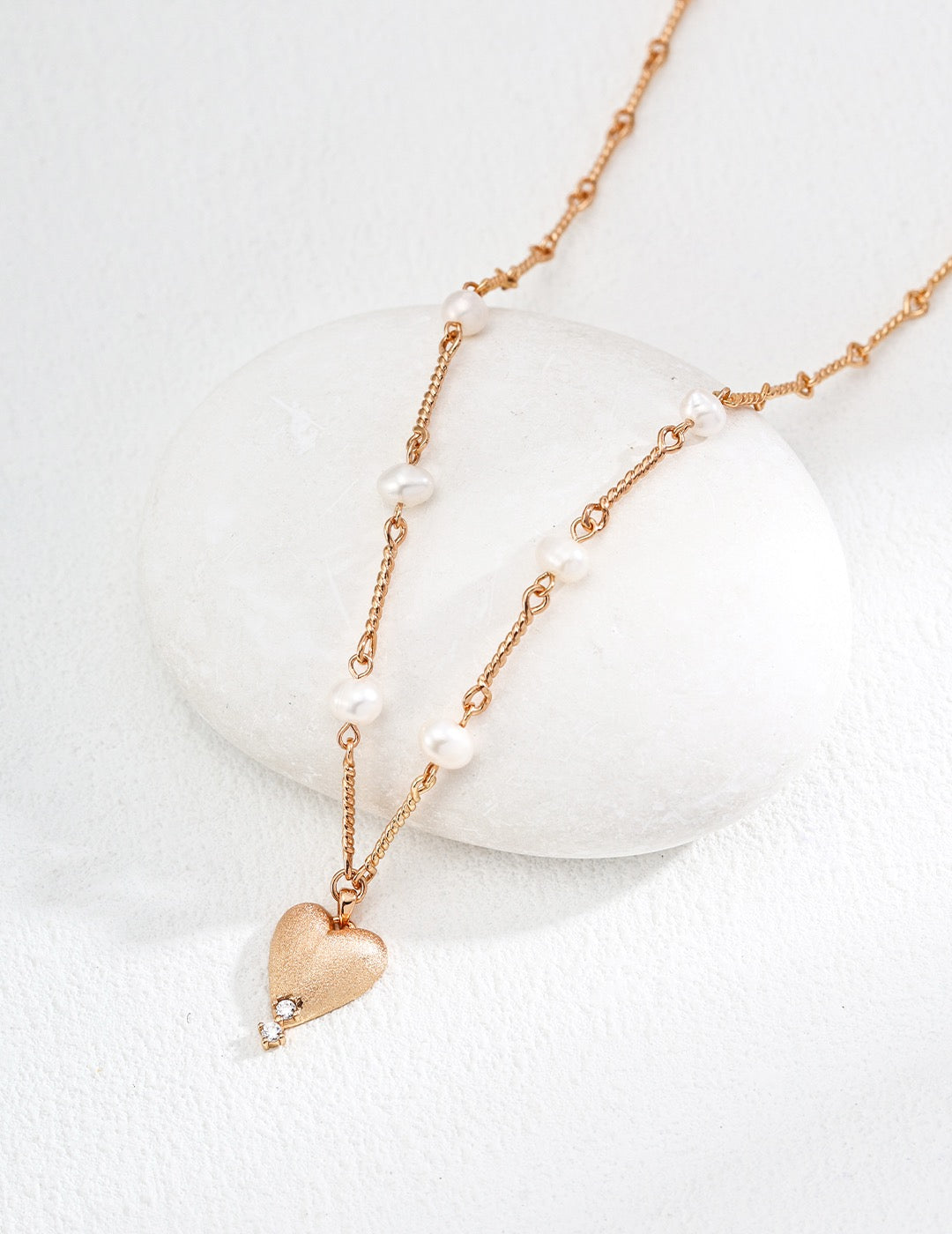 S925 Silver Simple Natural Pearl Frosted Pendant Necklace