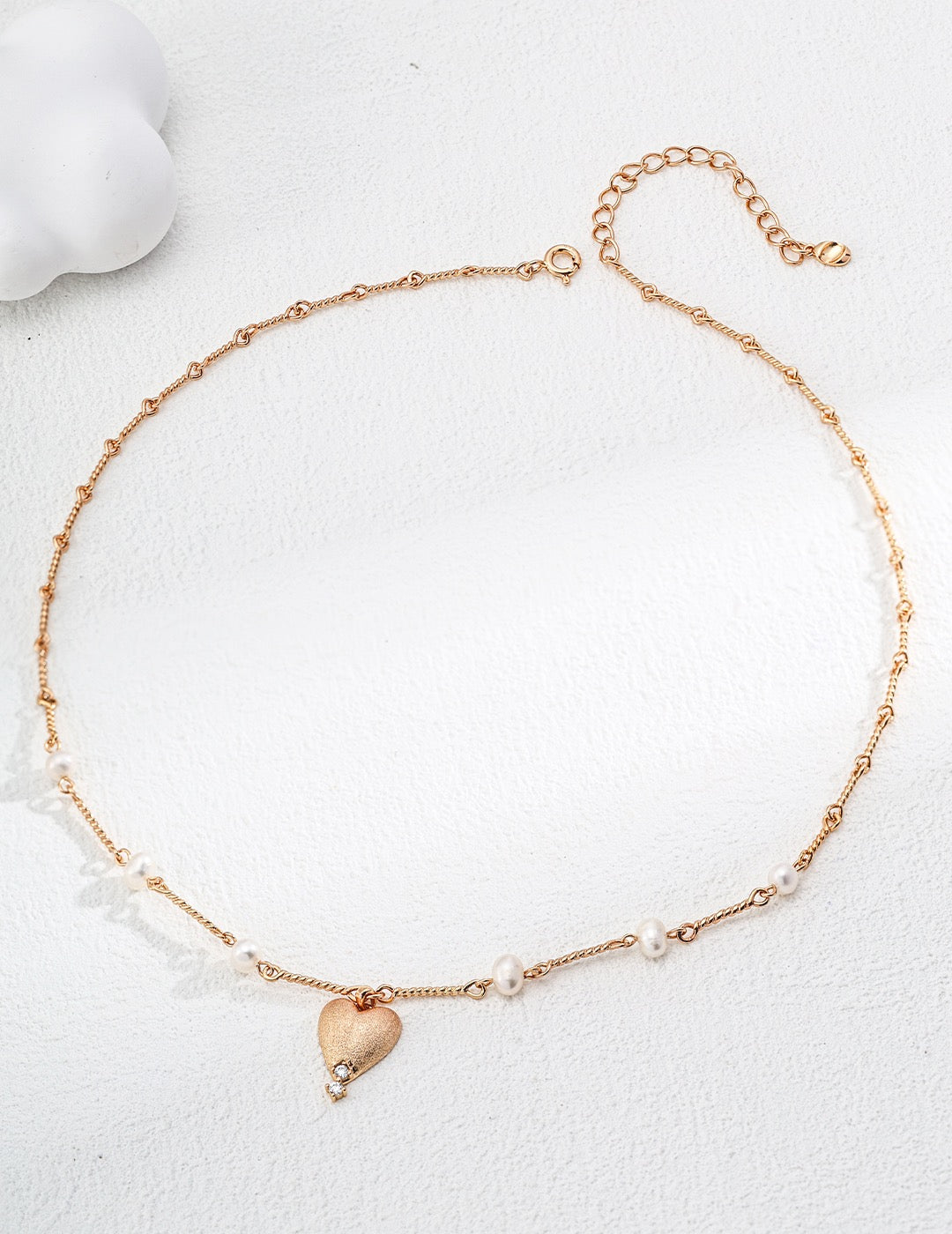 S925 Silver Simple Natural Pearl Frosted Pendant Necklace