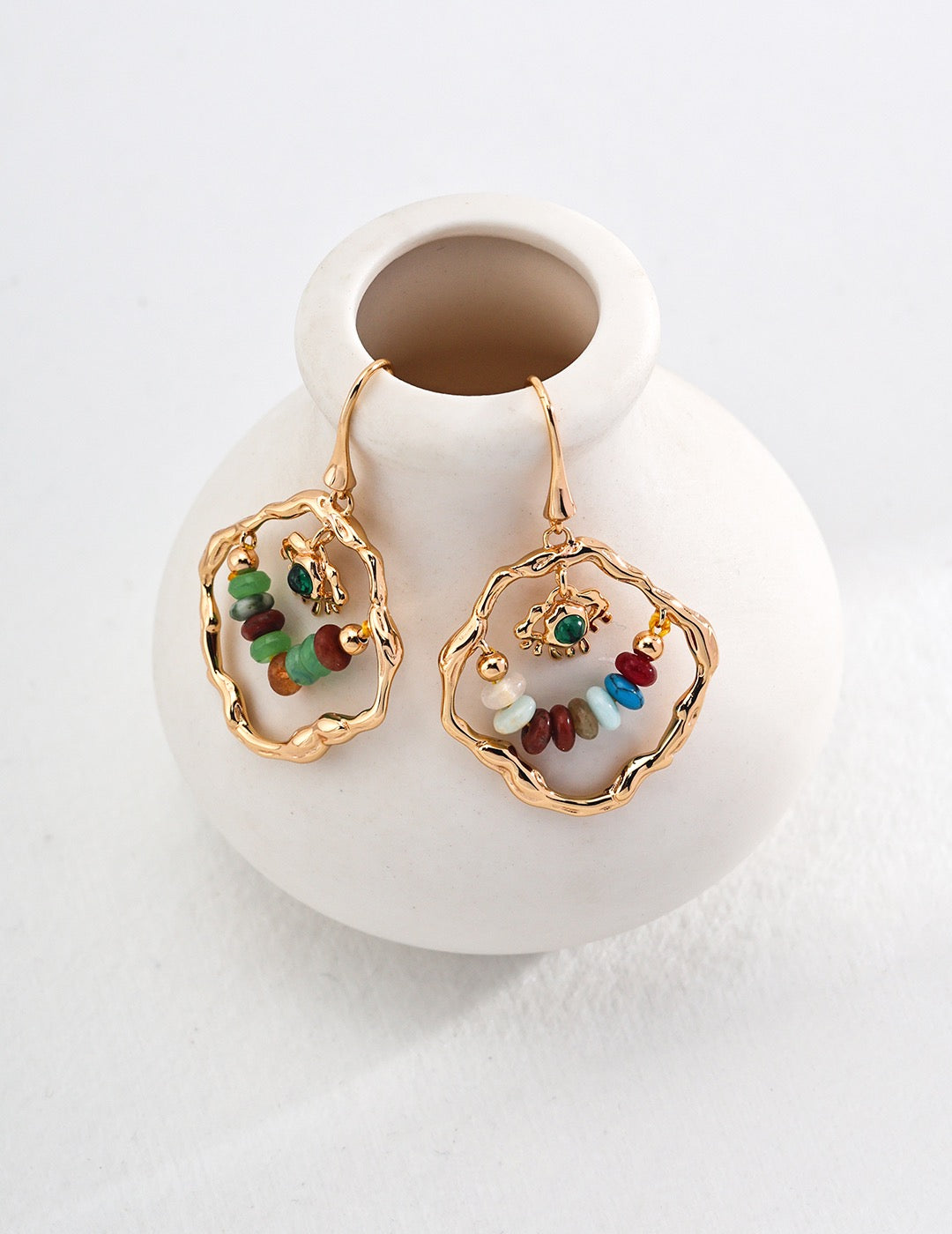 S925 Silver Pearl Dopamine Color Stone Necklace Earrings