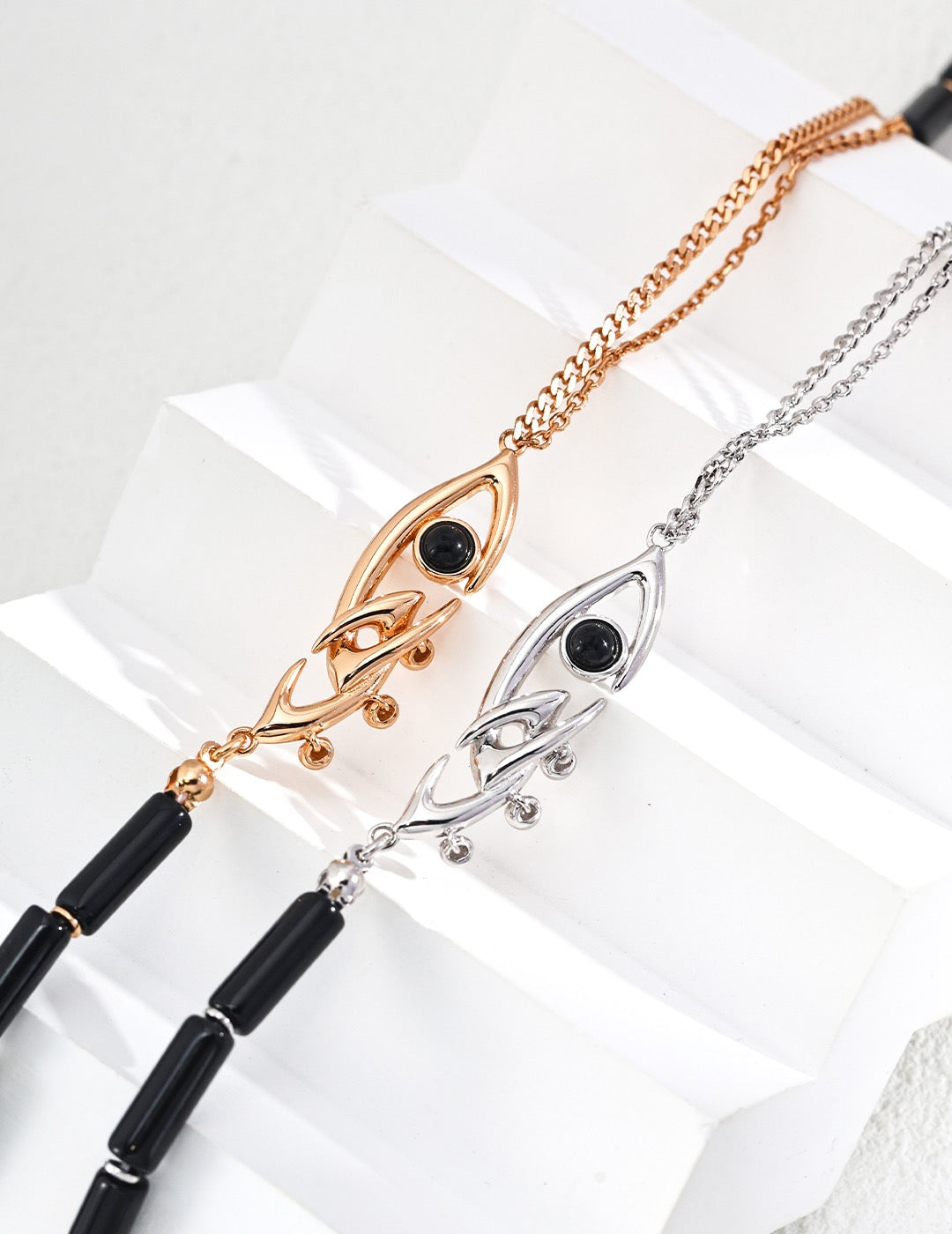 S925 Silver Vintage Black Agate Necklace