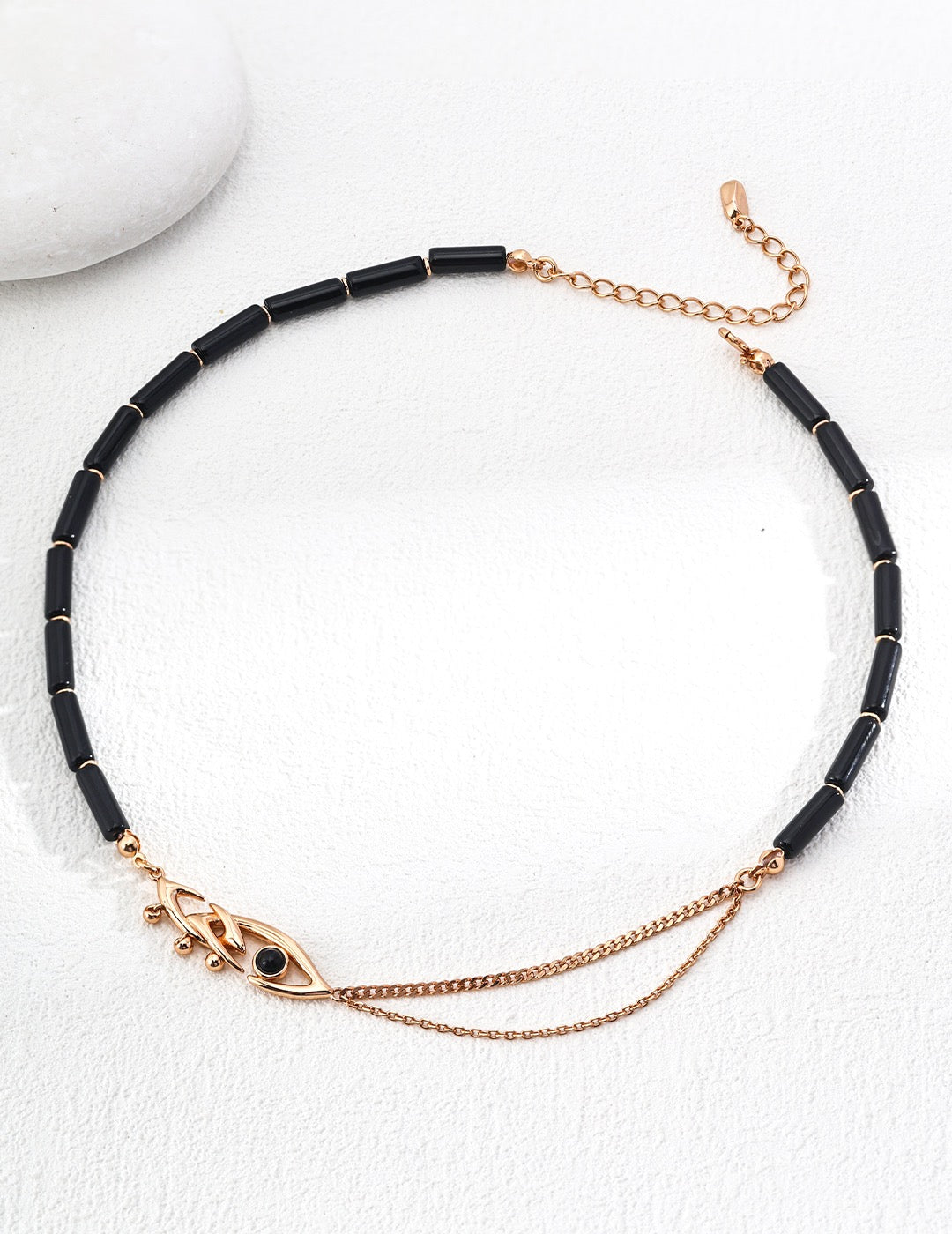 S925 Silver Vintage Black Agate Necklace