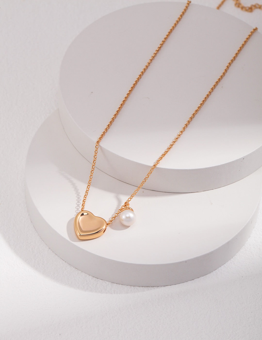 S925 Silver Pearl Heart Necklace
