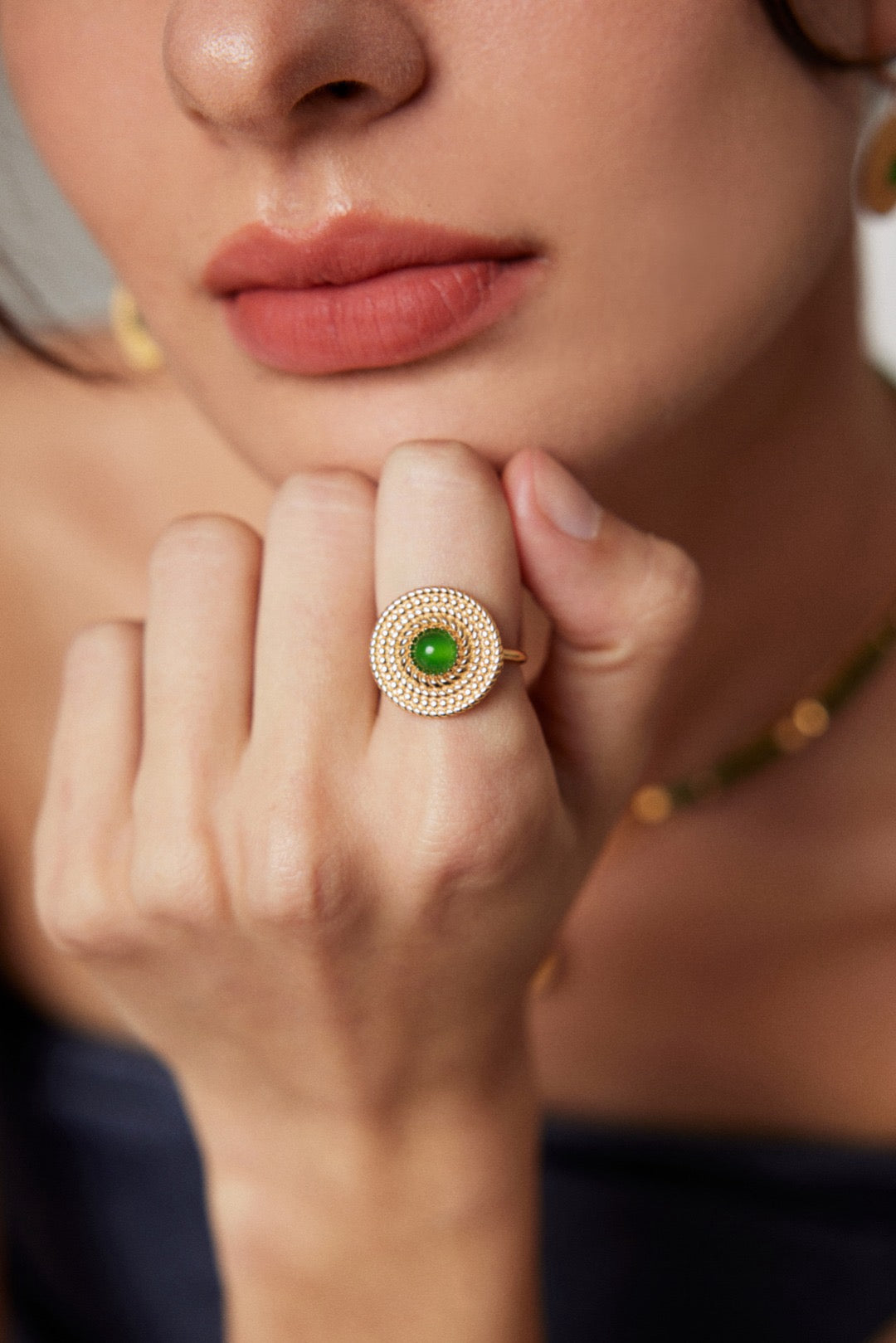 Chrysoprase S925 Silver Ring Necklace Earrings