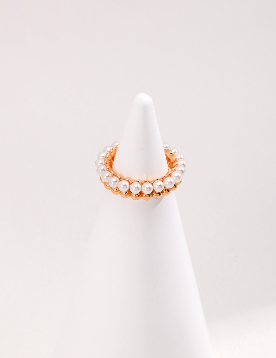 Ins Half Pearl Half Silver Ring