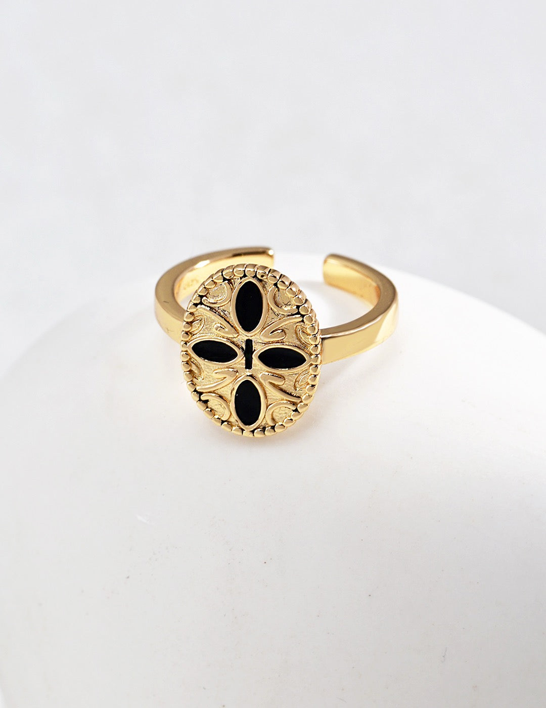 S925 Silver Vintage Black Drip Glaze Ring