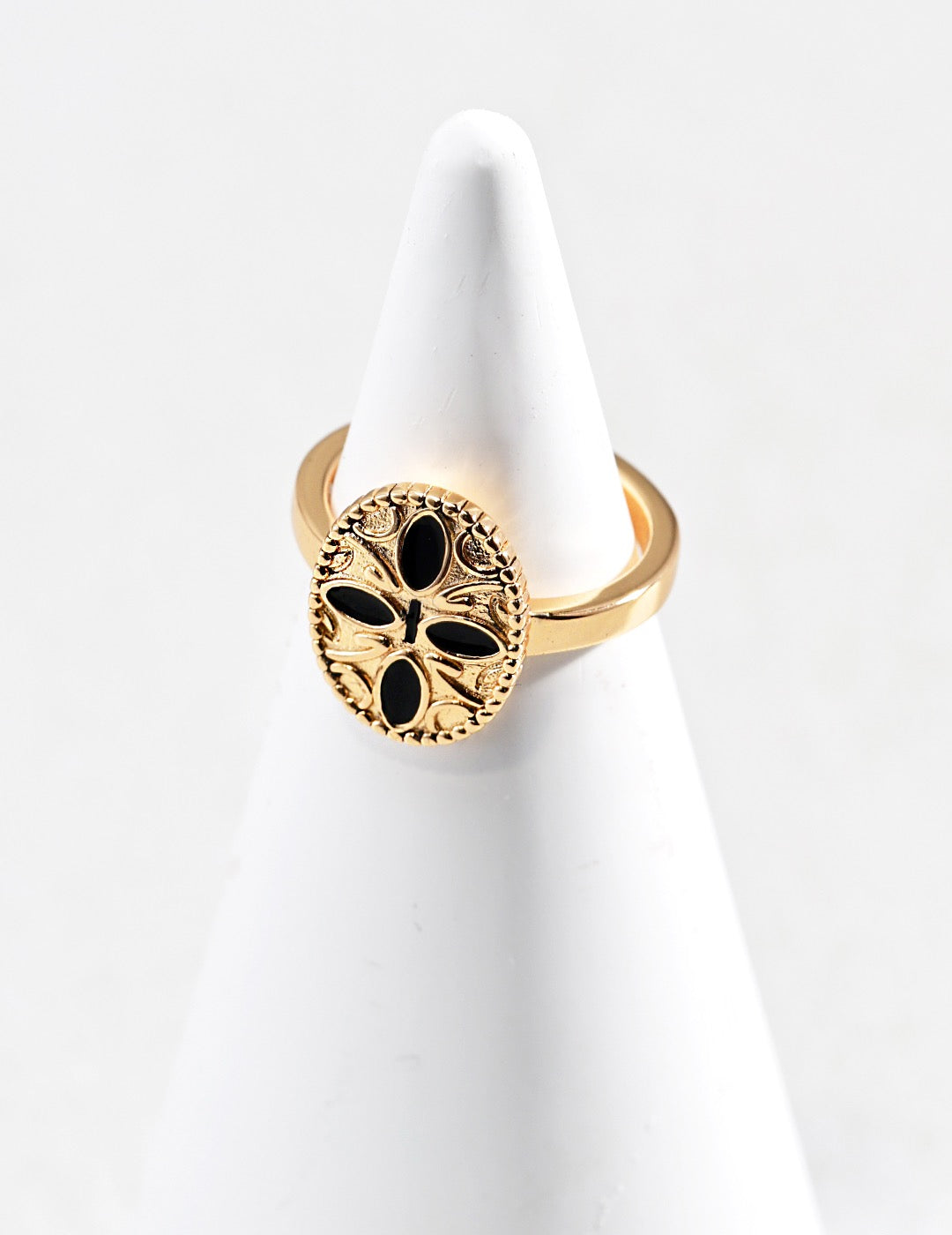 S925 Silver Vintage Black Drip Glaze Ring