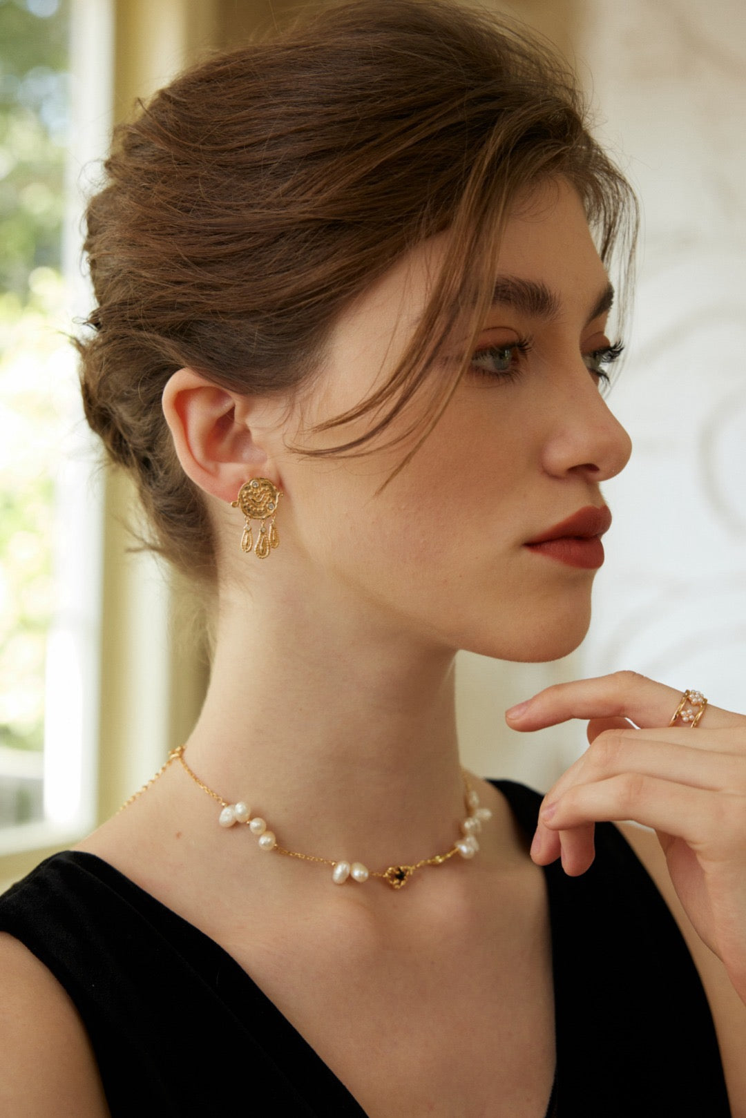S925 Silver Vintage Zircon Earrings