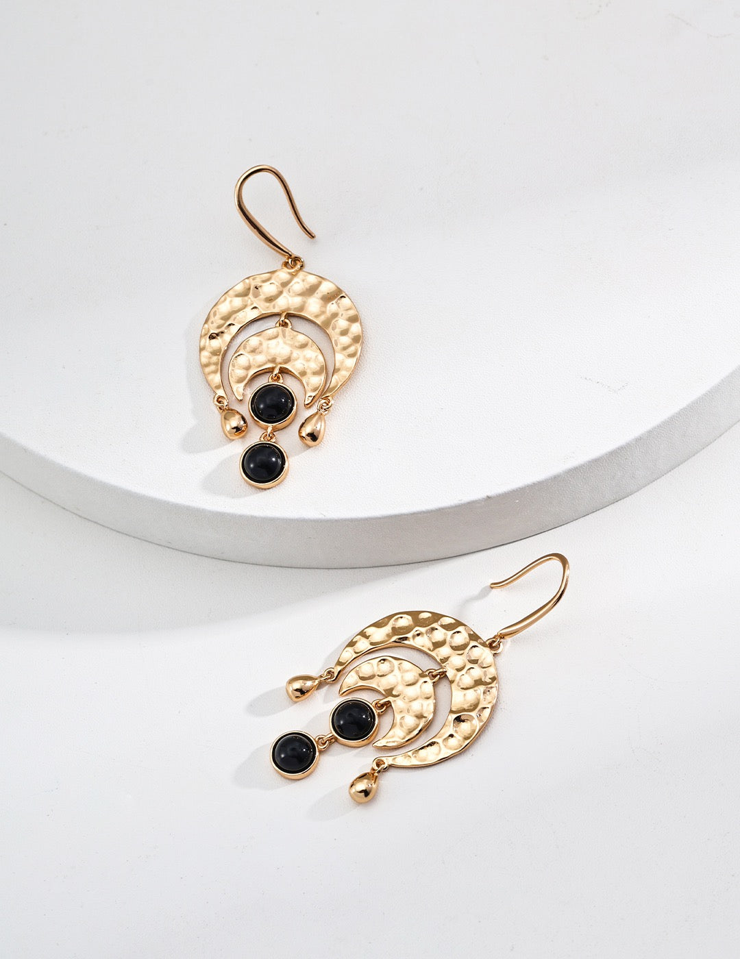 S925 Silver Simple Black Onyx Vintage Earrings