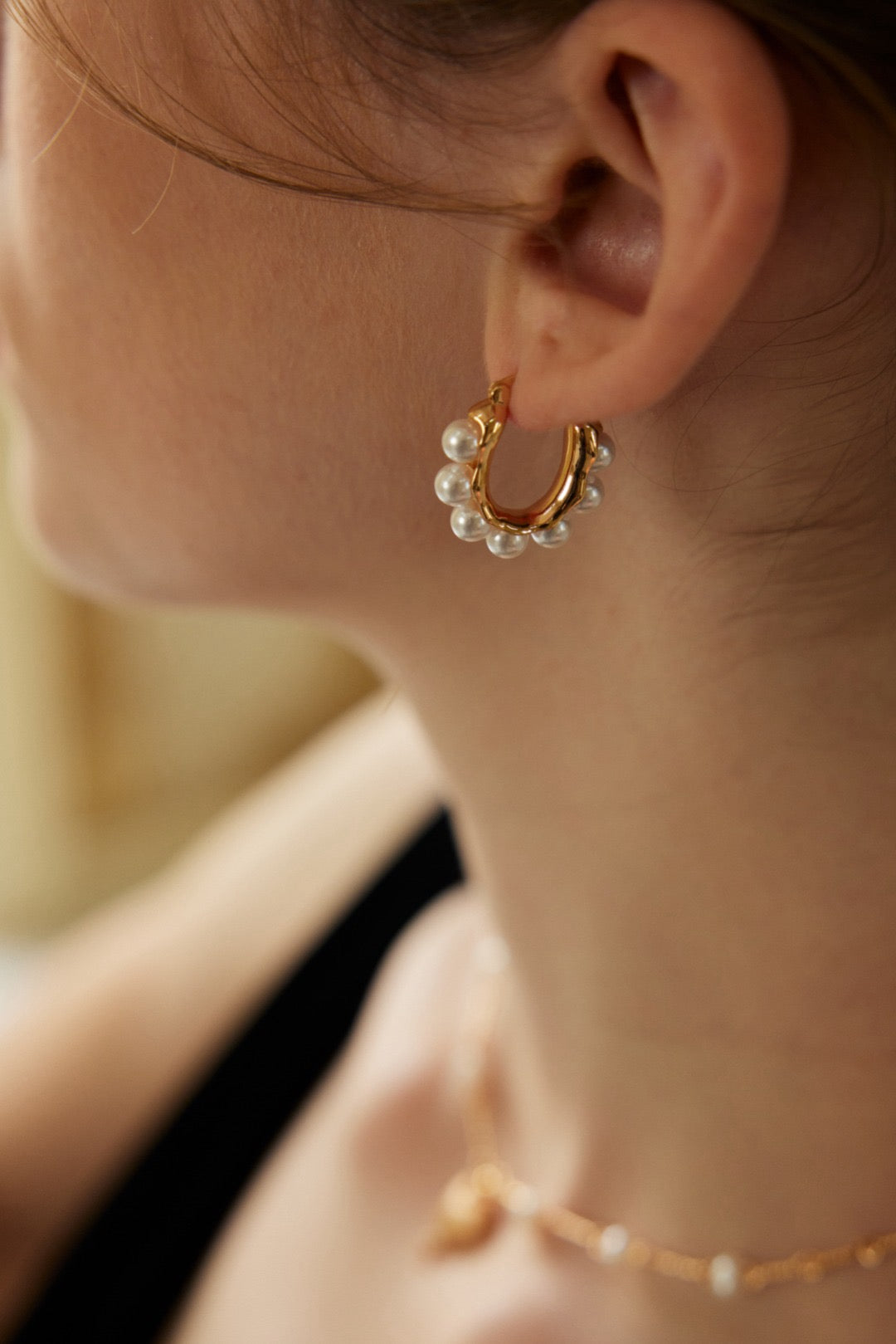 S925 Silver Simple Imitation Pearl Earrings