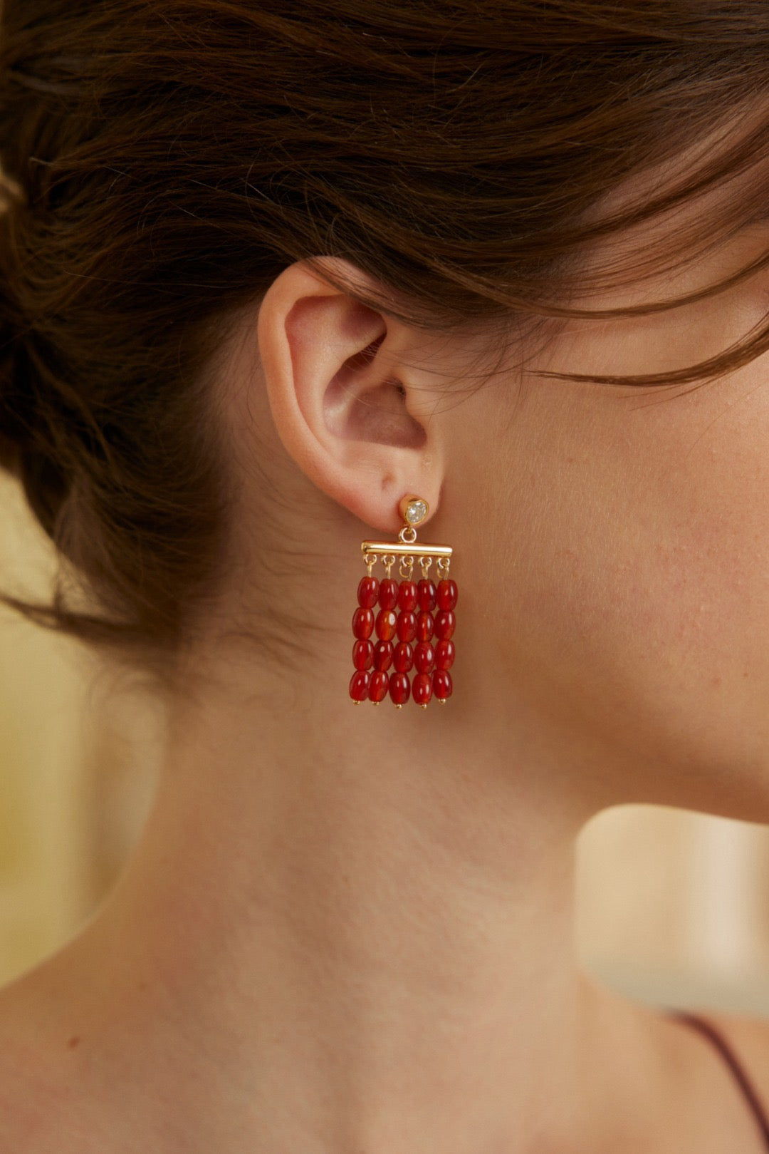 S925 Silver Simple Red Agate Earrings