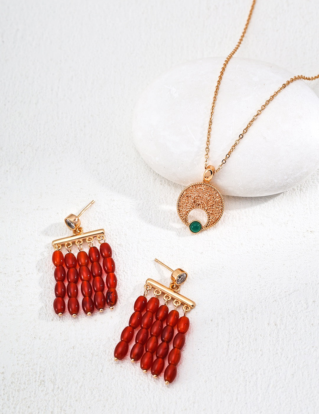 S925 Silver Simple Red Agate Earrings