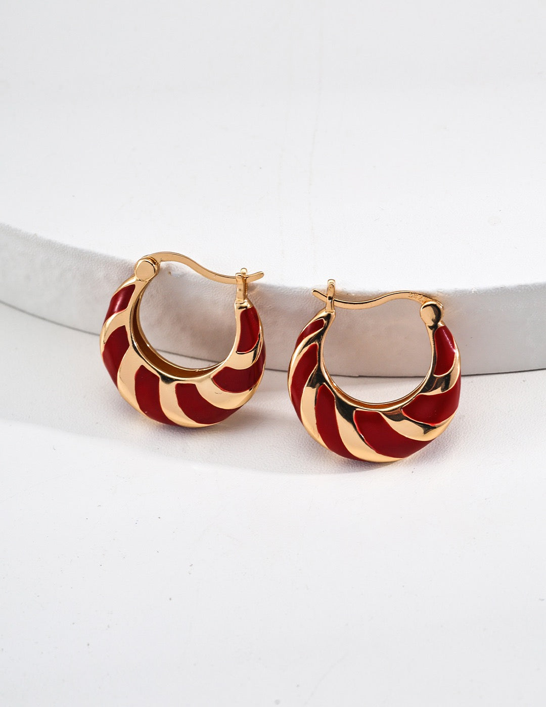 S925 Silver Simple Red Glaze Drop Earrings