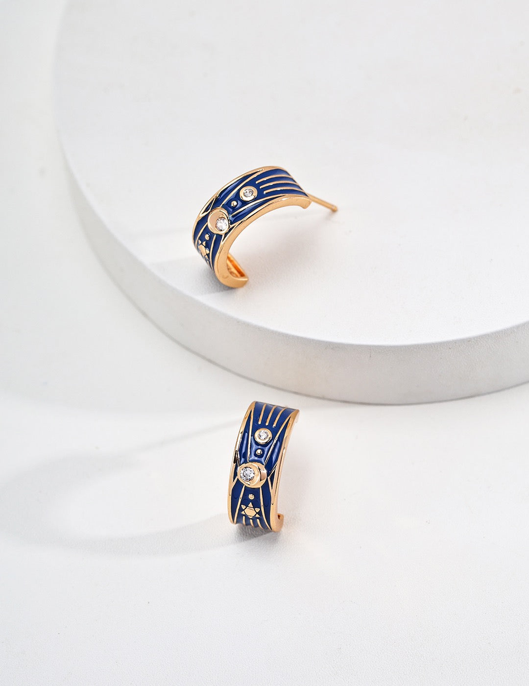 S925 Silver Vintage Blue Glaze Zirconia Earrings Necklace