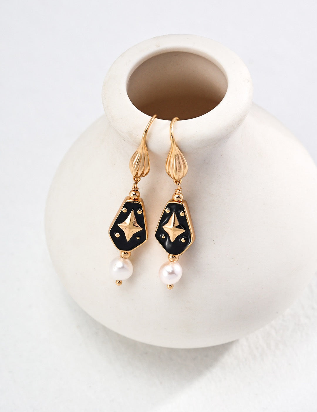 S925 Silver Drip Glaze Pearl Earrings