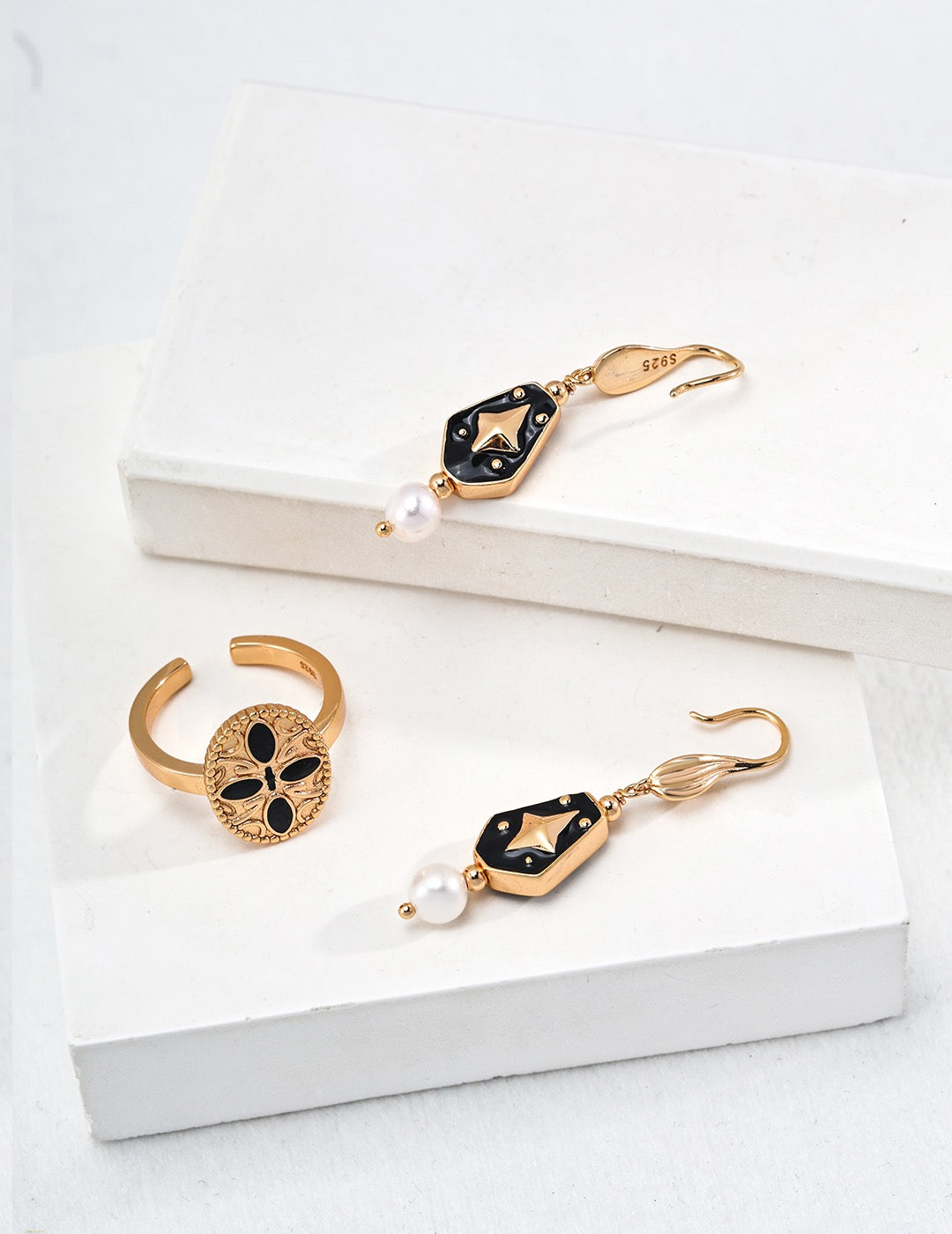 S925 Silver Drip Glaze Pearl Earrings