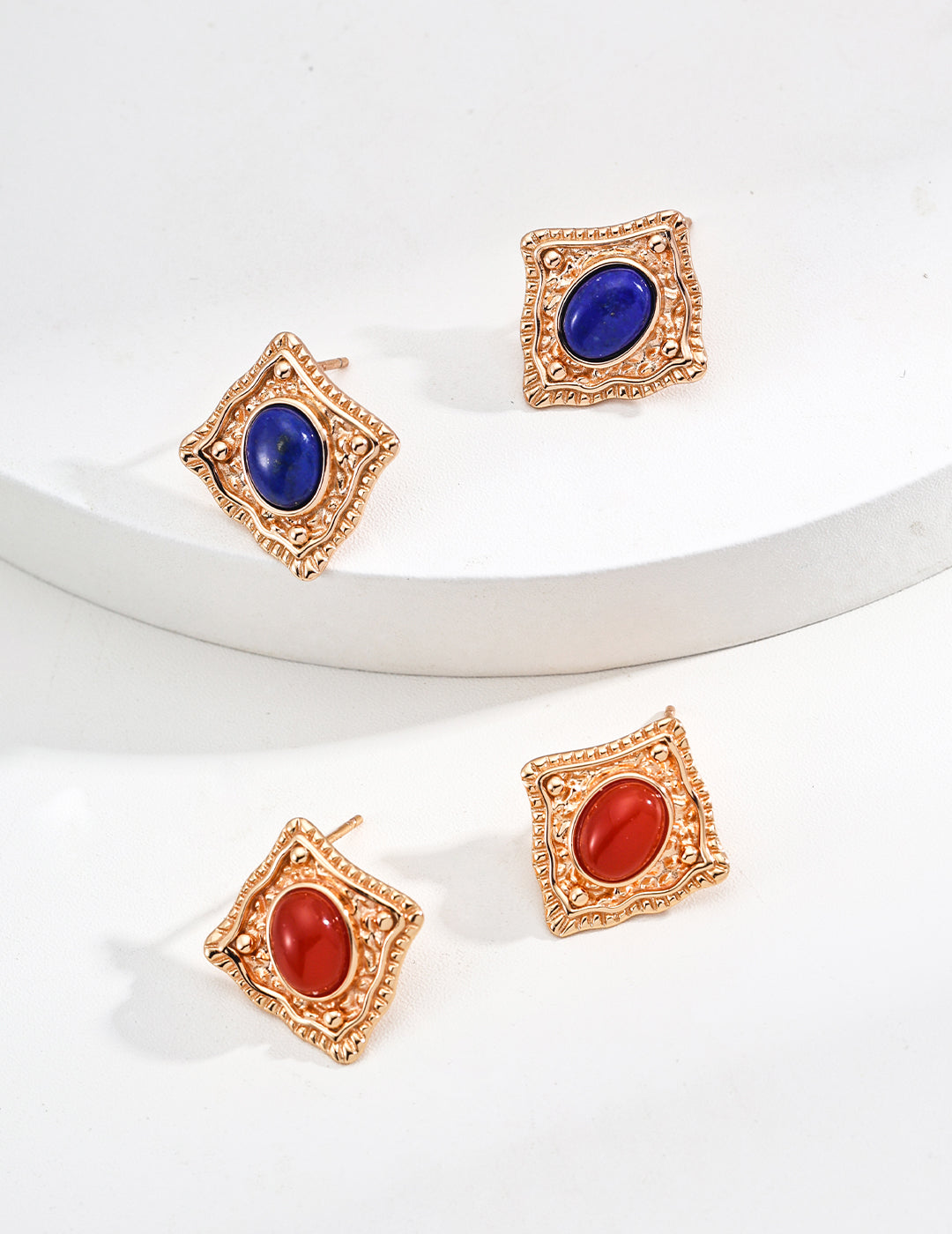 S925 Silver Red Agate Earrings