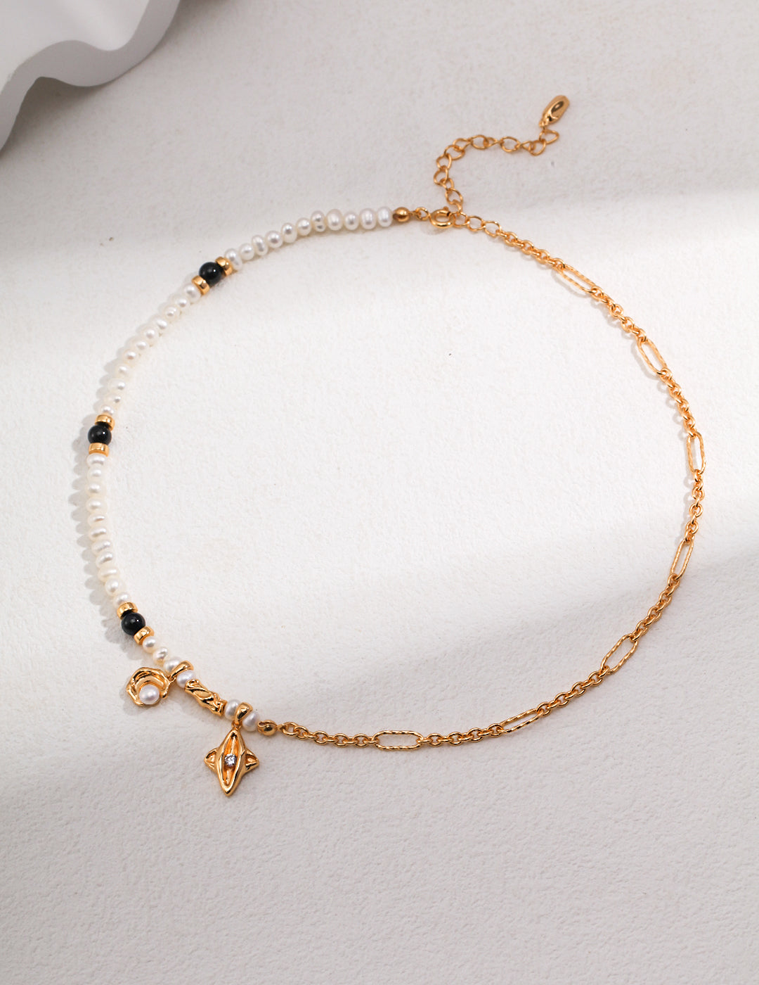 S925 Silver Pearl Agate Necklace (adjustable length)