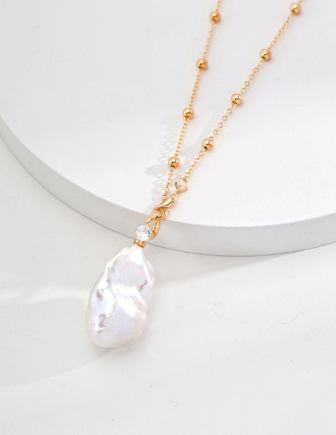 S925 Silver Natural Large Baroque Pearl Necklace