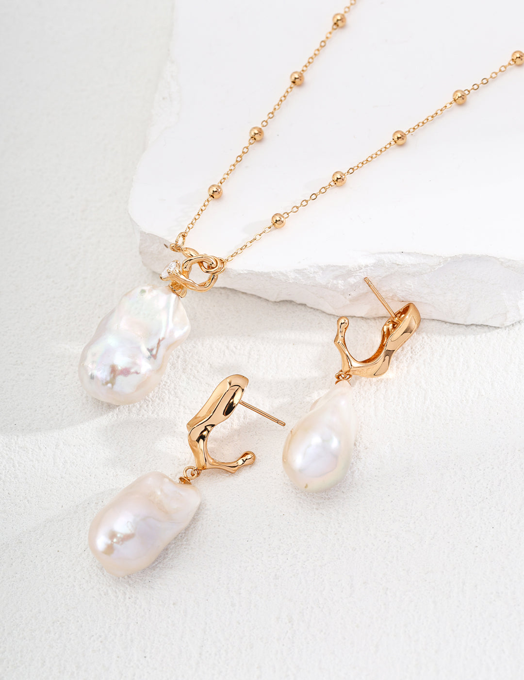 S925 Silver Natural Large Baroque Pearl Necklace