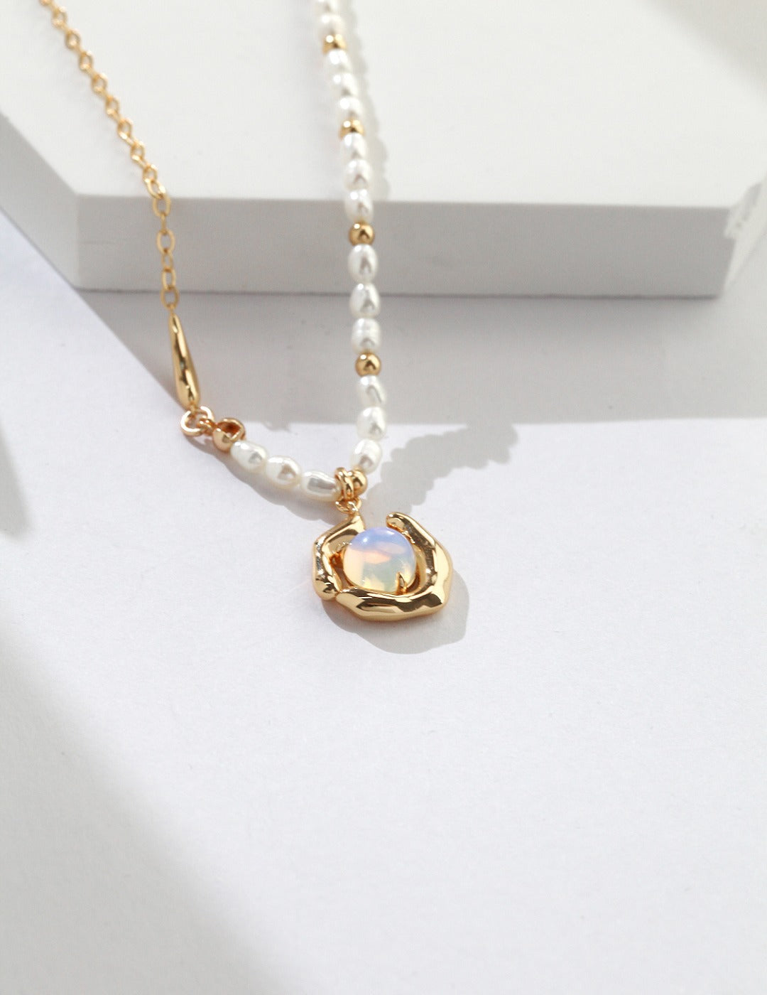 S925 Silver Pearl Opal Necklace (adjustable)