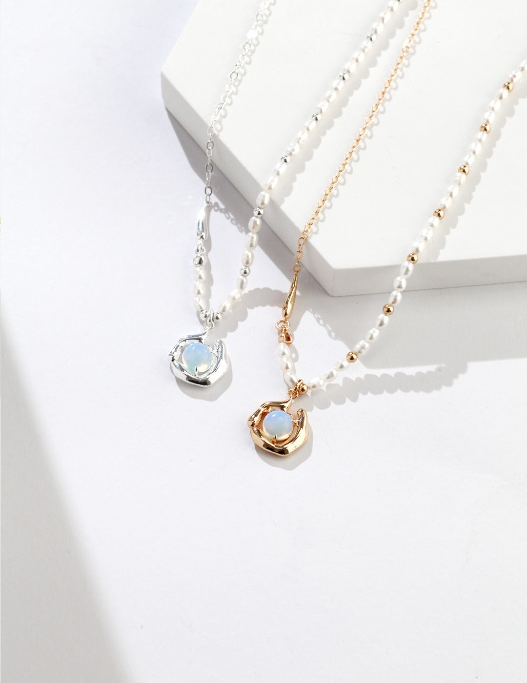 S925 Silver Pearl Opal Necklace (adjustable)
