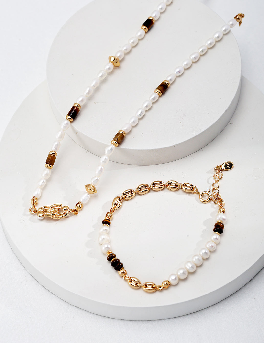 S925 Silver Pearl Tiger Eye Stone Bracelet