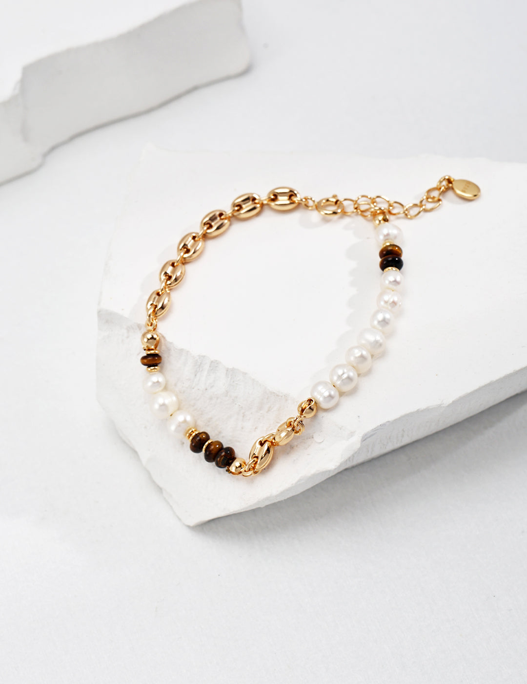 S925 Silver Pearl Tiger Eye Stone Bracelet
