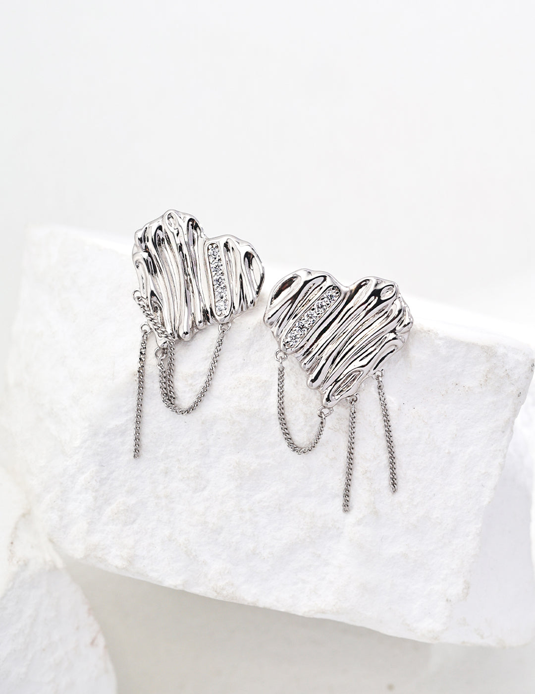 S925 Silver Simple Heart Shape Earrings Necklace