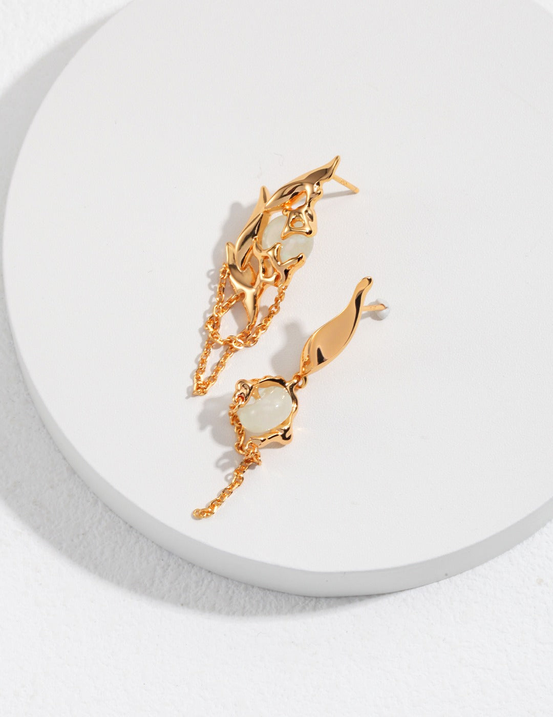 New Chinese style sterling silver AB asymmetrical earrings