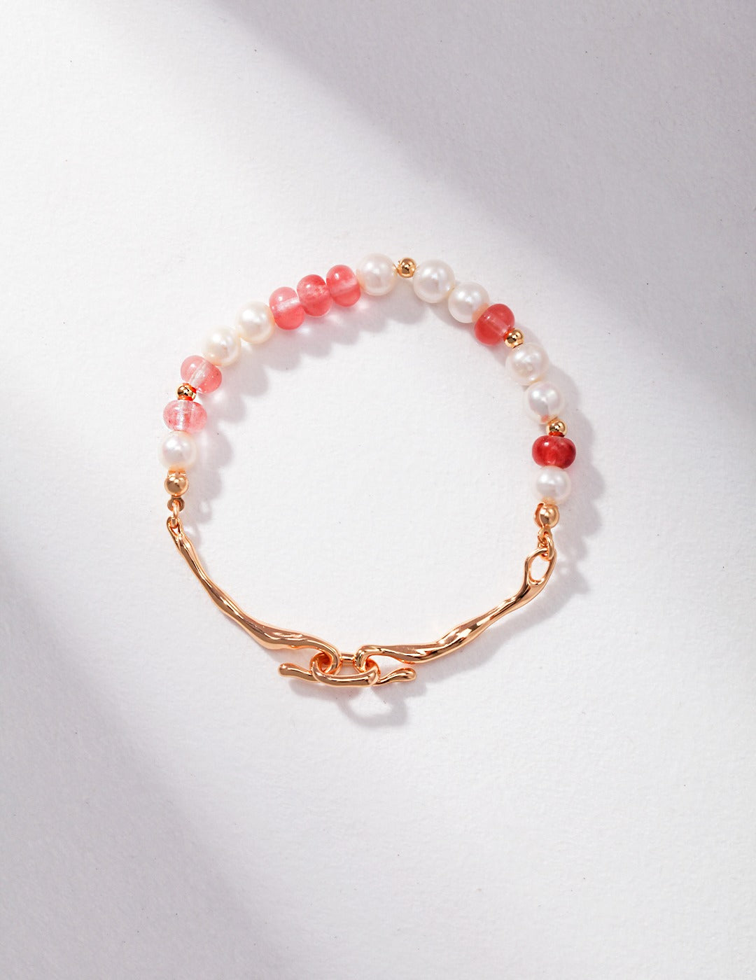 925 Silver Pearl Strawberry Crystal Bracelet (Non- Adjustable)