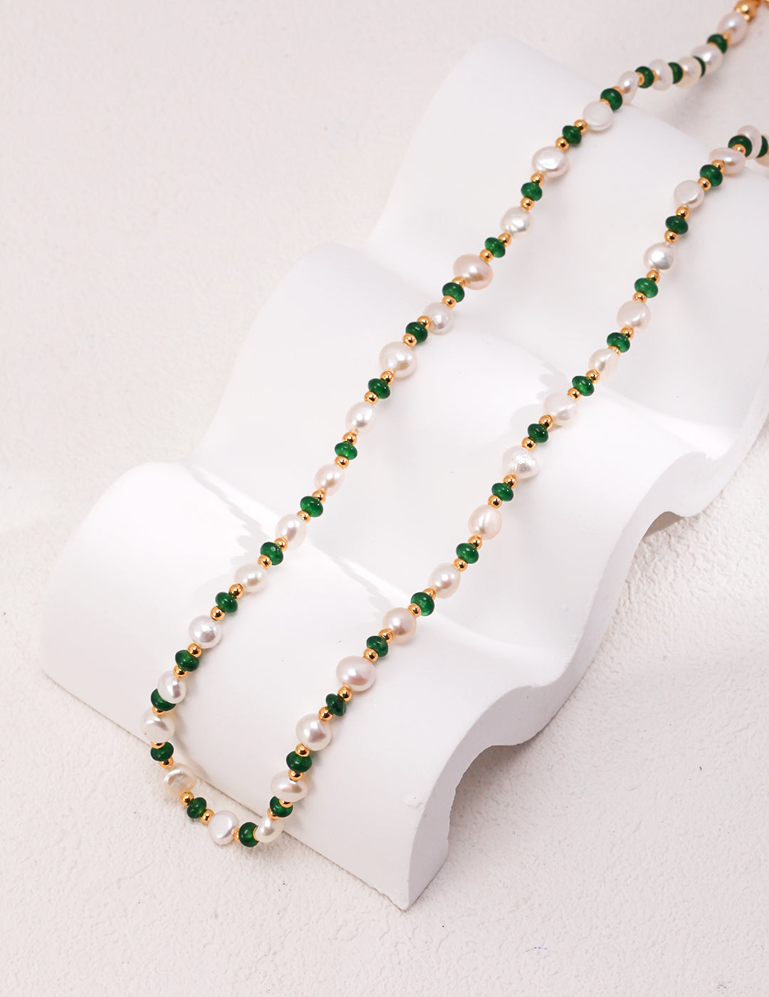 Pearl Emerald Sterling Silver Necklace