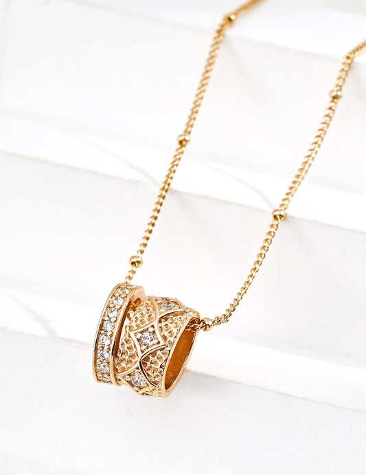 S925 Silver Retro Design Zircon Pendant Necklace