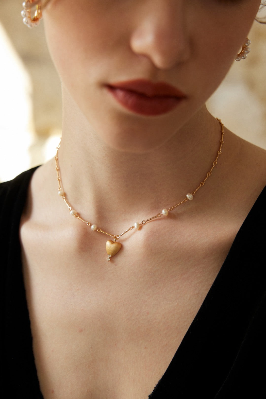 S925 Silver Simple Natural Pearl Frosted Pendant Necklace