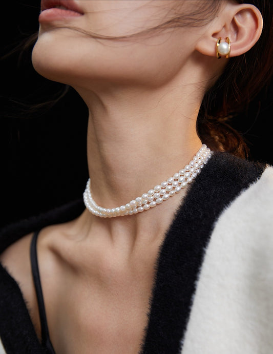 S925 Silver Rice Pearl Necklace