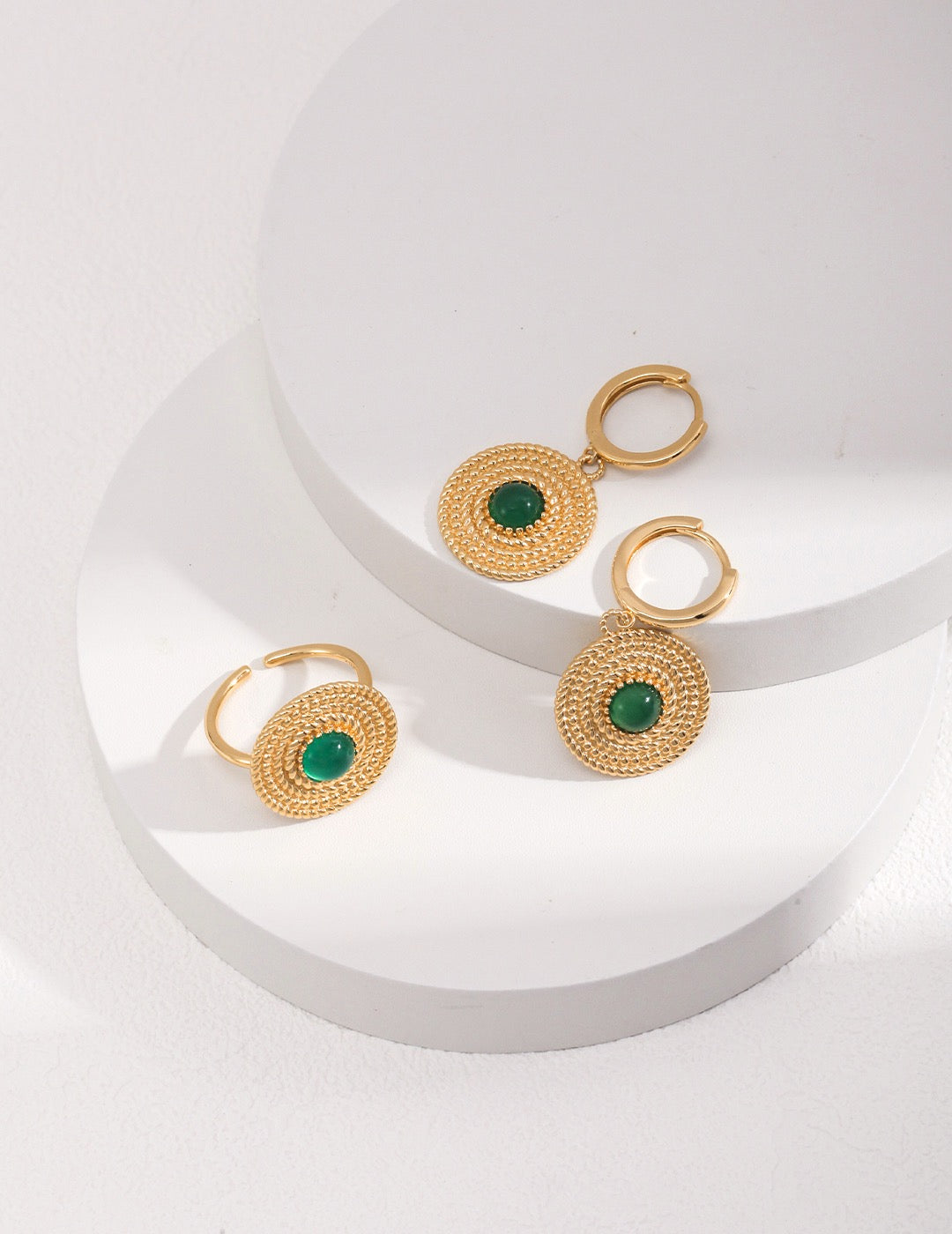 Chrysoprase S925 Silver Ring Necklace Earrings