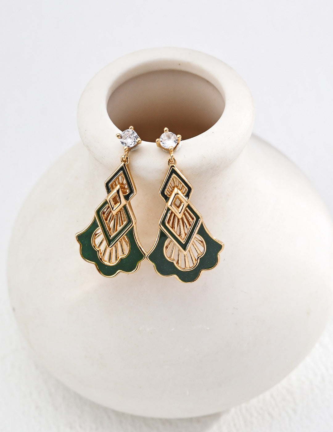 S925 Silver Vintage Drip Glaze Zircon Earrings