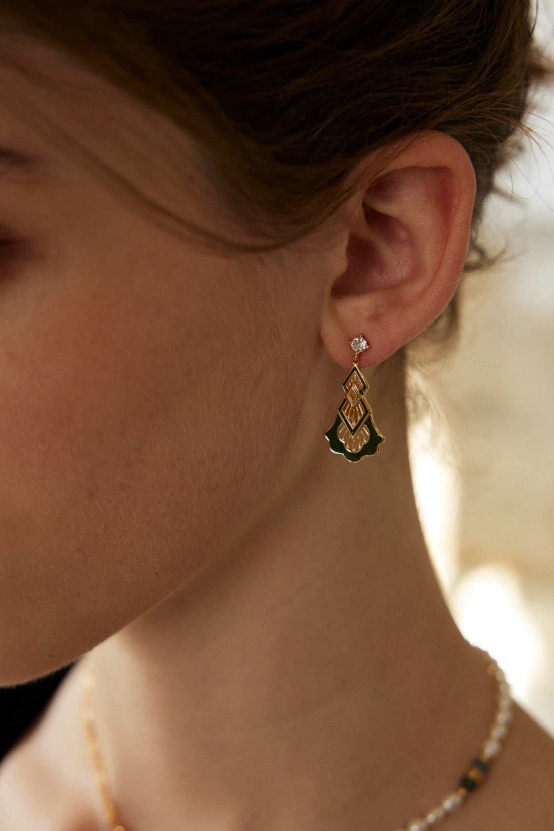 S925 Silver Vintage Drip Glaze Zircon Earrings