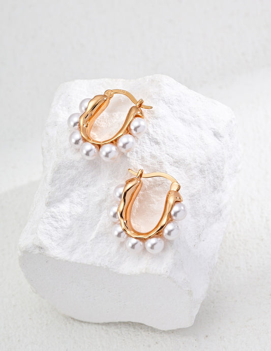 S925 Silver Simple Imitation Pearl Earrings