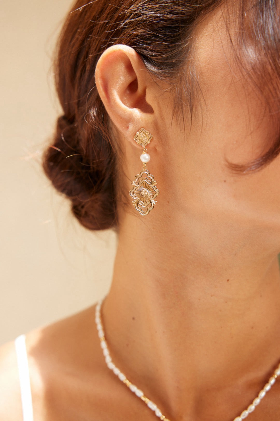 Noble Retro S925 Silver Pearl Earrings