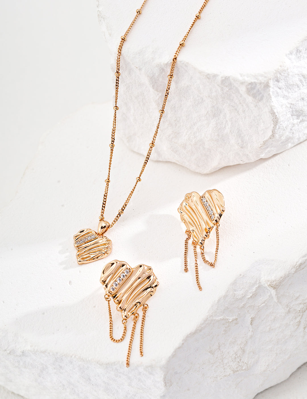 S925 Silver Simple Heart Shape Earrings Necklace